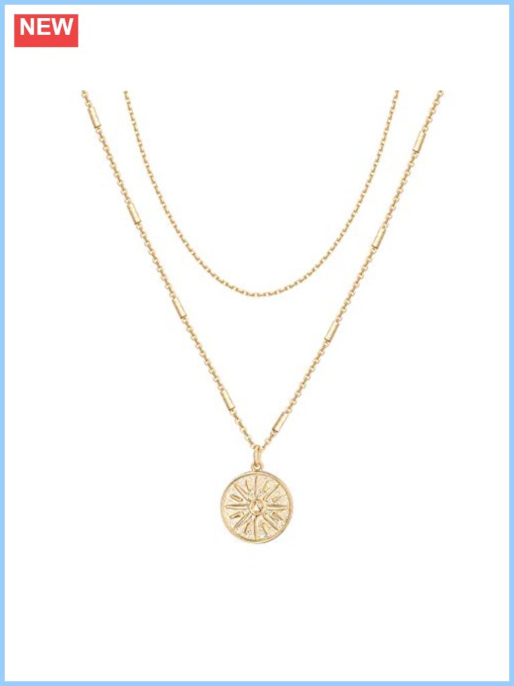 14K Gold Plated Coin Pendant Necklace Layering Chain Women